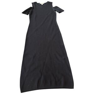 Michael Kors Sweater Dress Womens Medium Black Cold Shoulder Sleeve Round Neck